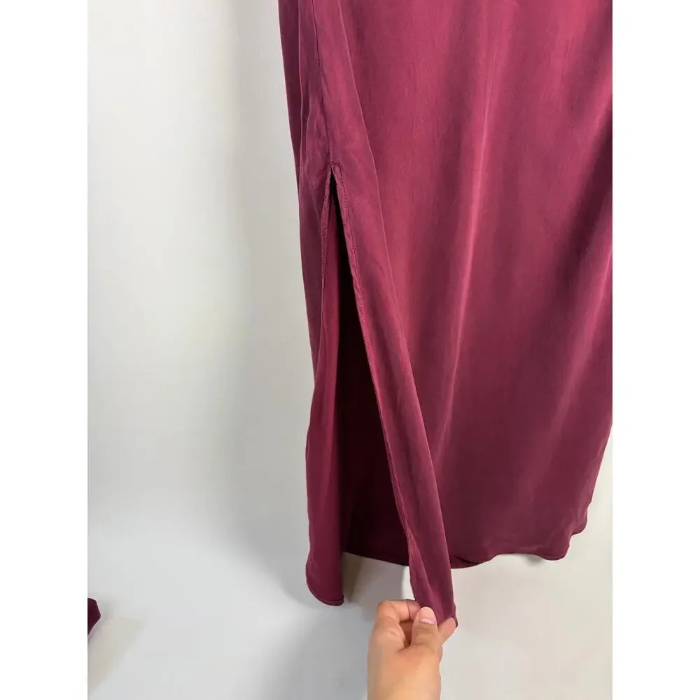 Bella Dahl Deep Plum Cupro Satin Bias Halter and Matching Skirt 2pc Set Small